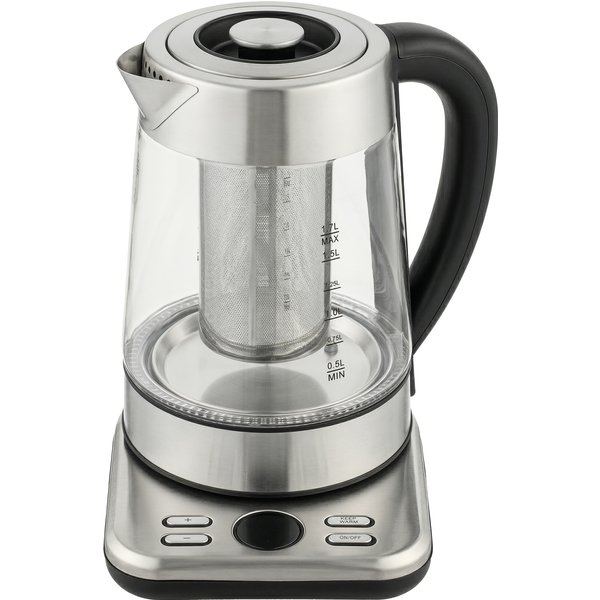 HOMCOM Elektrischer Wasserkocher, 1,7L Schnellkochender 2200W Wasserkocher mit UK Strix Thermostat, Teesieb, Warmhaltefunktion, Automatischer Abschaltung und Trockengehschutz, Silber Aosom