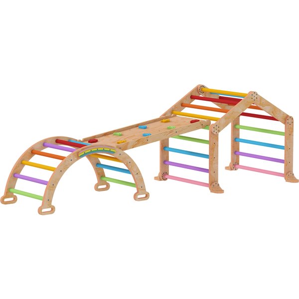 Aiyaplay Triangle D'escalade Enfant Avec Rampe RéVersible Toboggan Bascule Et Structure D'escalade Multicolore-image