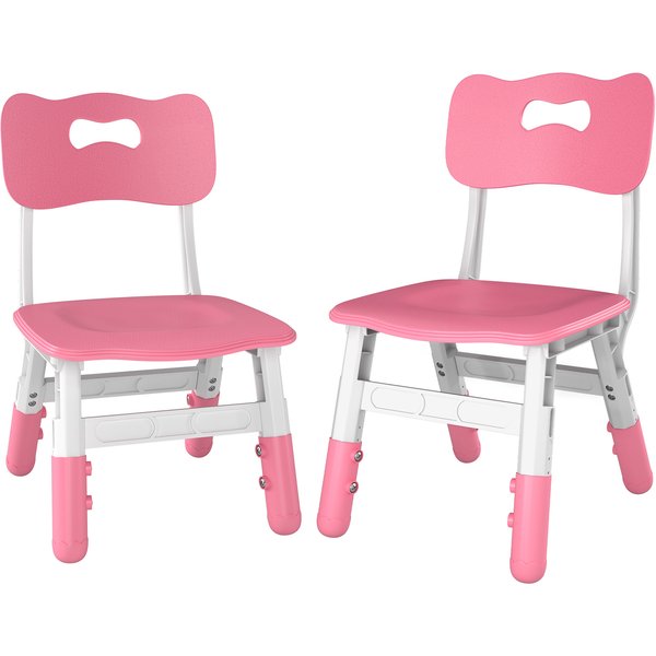 AIYAPLAY 2 PCS Kids Desk Chairs, 3 Level Height Adjustable Children's Chairs with Backrest for 1.5-8 Years, Max Load 50KG, Pink