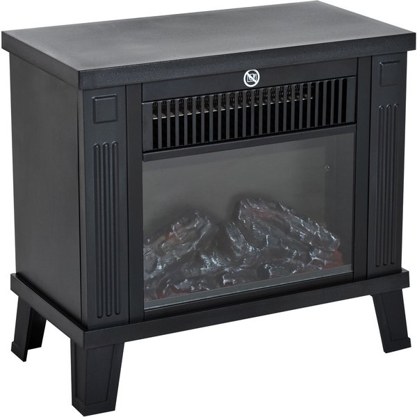 HOMCOM Elektrokamin elektrischer Kaminofen Standkamin mit Flammeneffekt 6001200W Metall Schwarz 34x17x31 cm für gemütliche Abende Aosom.de