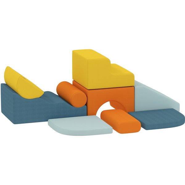AIYAPLAY Schaumstoff Bausteine 9-tlg. Kinder Softbausteine Bausteinset mit abnehmbarem Bezug Klettern Großbausteine mit Cord-Optik Bauklötze Bunt Aosom