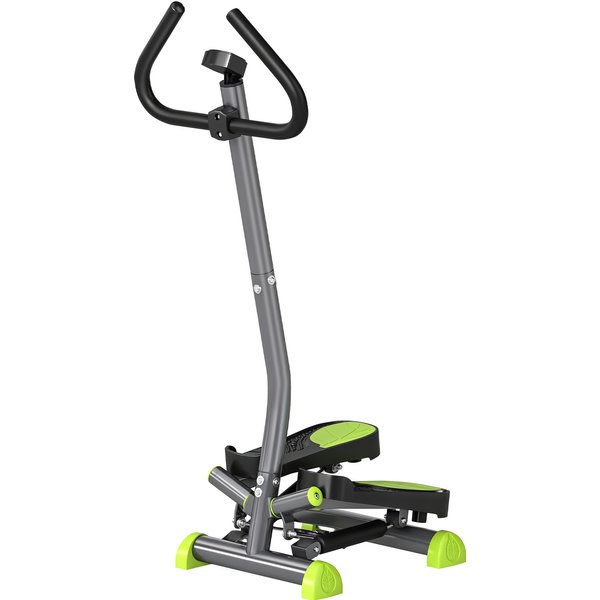 Homcom Stepper Avec Guidon Stepper Fitness Appartement éCran Lcd RéSistance RéGlable Acier Gris Vert Noir-image