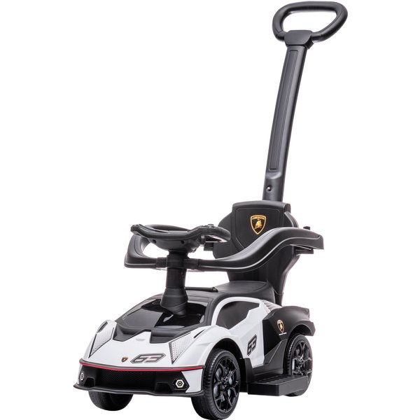 Aiyaplay Voiture à Pousser Pour Enfants Porteur Enfants 1 à 3 Ans Multi-éQuipéE Avec PoignéE De PousséE, Klaxon Et Volant, Blanc-image