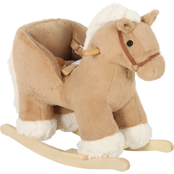 Aiyaplay Cheval à Bascule Pour Enfants, Animal à Bascule BéBé En Peluche Avec Sons, Ceinture De SéCurité, 18-36 Mois, Marron-image