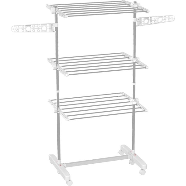 HOMCOM Mobiler Wäscheständer Wäschetrockner klappbar 3 Ebenen mit Rollen 80-142 x 55 x 152 cm, ideal für platzsparendes Trocknen Aosom.de