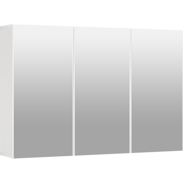 HOMCOM Spiegelschrank Bad mit 3 Spielgeltüren, Badezimmerschrank mit 5 Regale, Badschrank Hängeschrank Wandschrank für Badezimmer, Weiß, 90 x 15,5 x 60 cm Aosom