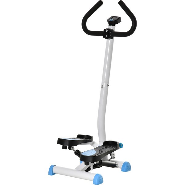Homcom Stepper Avec Guidon Stepper Fitness Appartement éCran Lcd RéSistance RéGlable Exercise Hanches Jambes Lombes Pour Maison Acier Blanc Bleu Noir-image