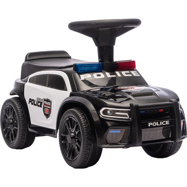 AIYAPLAY Rutschauto Kinder Polizei Rutschfahrzeug mit Musik Licht Anti-Kipp-Schutz & Stauraum unter dem Sitz, Aufsitzauto Kinderfahrzeug für Kinder von 18-36 Monaten, Schwarz Aosom