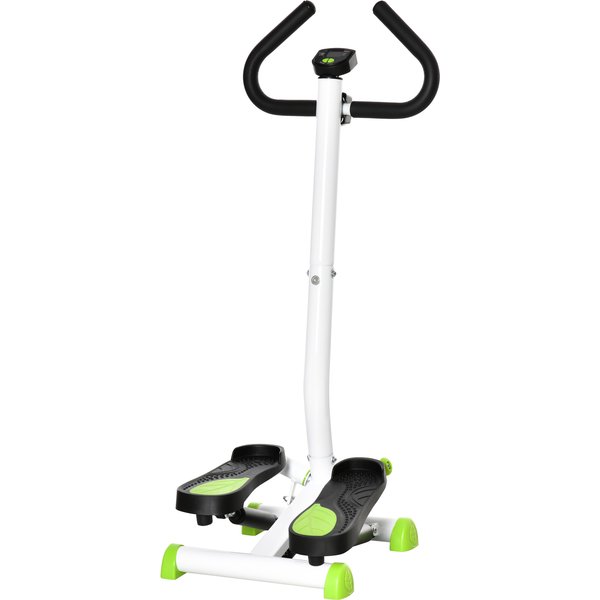 Homcom Stepper Avec Guidon Stepper Fitness Appartement éCran Lcd RéSistance RéGlable Exercise Hanches Jambes Lombes Acier Blanc Vert Noir-image