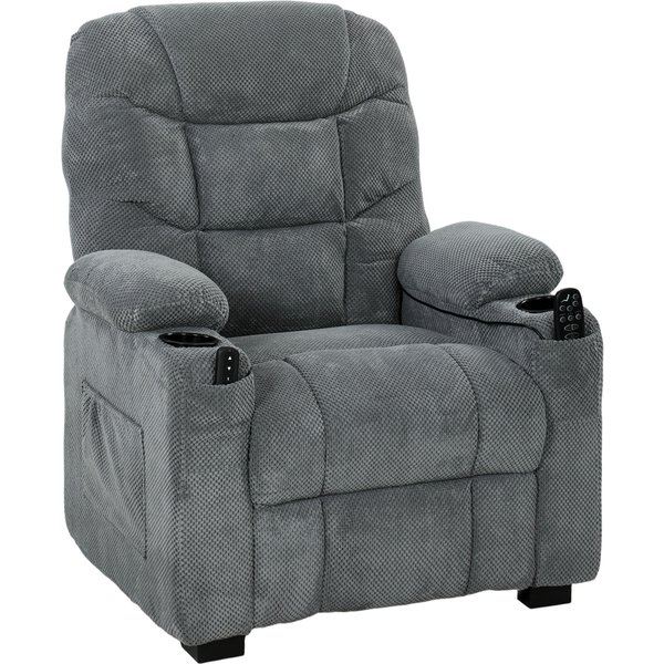 HOMCOM Recliner Armchair with Vibration Massage, Heat, Whisper-Quiet Motor, Memory Function, Power Reclining Chair, Dark Grey