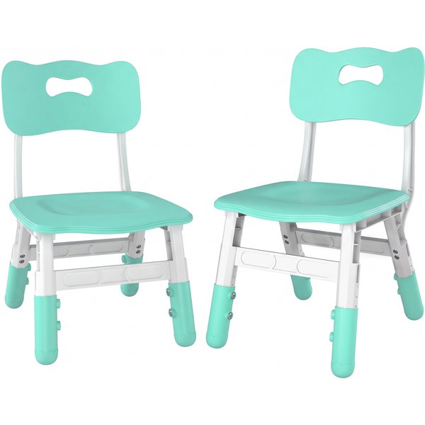 AIYAPLAY 2 PCS Kids Desk Chairs, 3 Level Height Adjustable Children's Chairs with Backrest for 1.5-8 Years, Max Load 50KG, Green