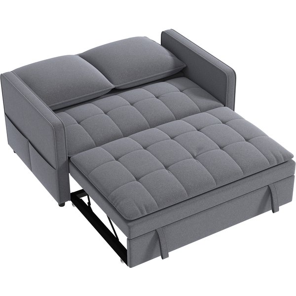 Homcom Canapé Convertible 2 Places, Canapé-Lit Clic-Clac 130 Cm, Dossier RéGlable, Poches LatéRales, Gris Foncé-image