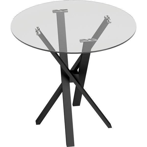 HOMCOM Round Dining Table for 4, 80cm Modern Kitchen Table with Tempered Glass Top and Cross Steel Legs, Clear