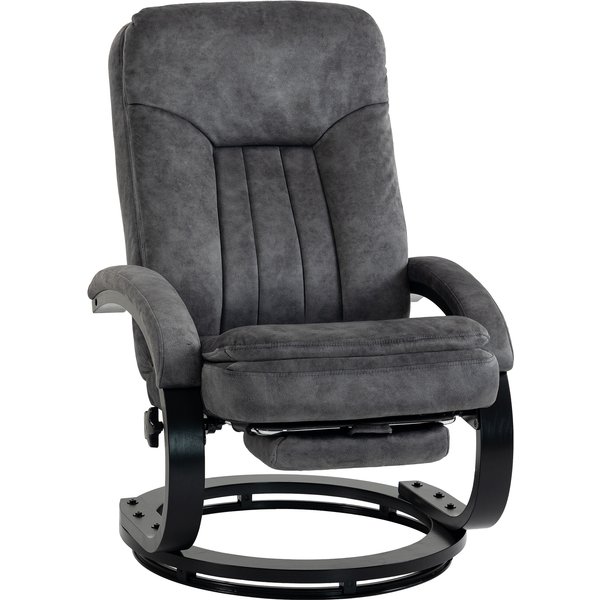 HOMCOM Swivel Recliner Chair, Velvet Recliner Armchair with Retractable Footrest, Dual-Layer Cushion, High Back, Dark Grey