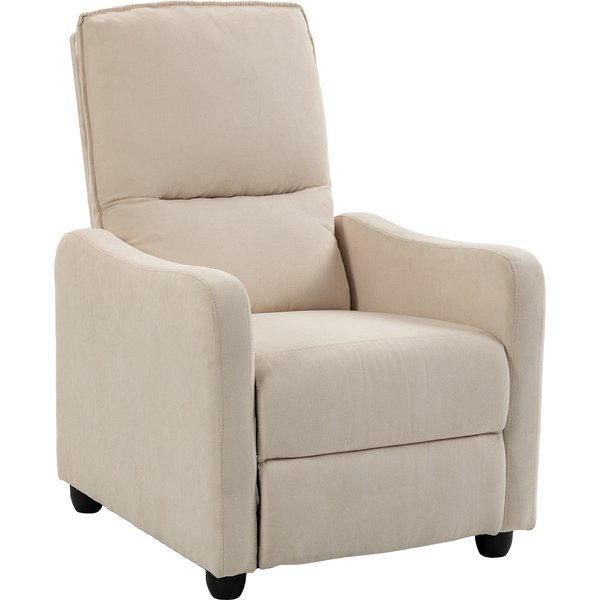 Homcom Fauteuil Relax Inclinable Manuel Jusqu'à 155° Tissu Effet Lin Repose-Pieds Ressorts EnsachéS Rembourrage ÉPais CrèMe-image
