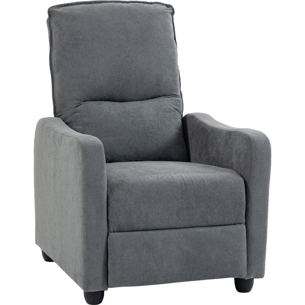 HOMCOM Relaxsessel, Manuell bis 155° verstellbar, Leinenoptik-Stoff, Fußstütze, Taschenfedern und dicke Polsterung, Einfache Montage für Wohnzimmer, Schlafzimmer, Büro, Dunkelgrau Aosom