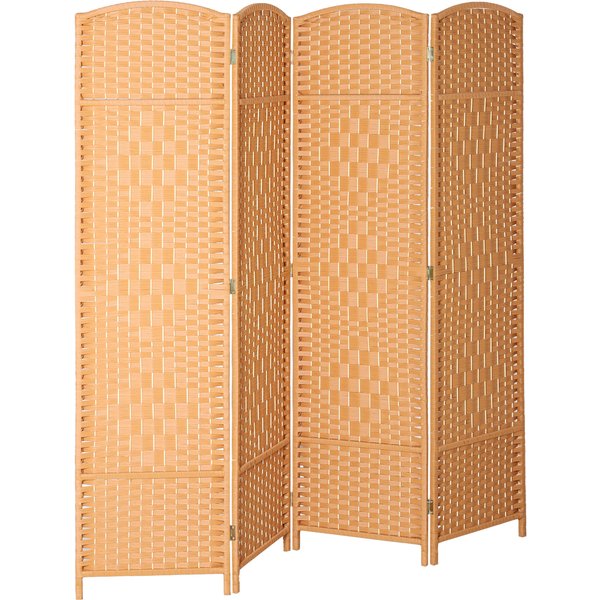 HOMCOM Paravent 4-teilig 180 x 180 cm Raumteiler Trennwand, Faltbar Raumtrenner Stellwand Sichtschutz für Wohnzimmer Braun Aosom