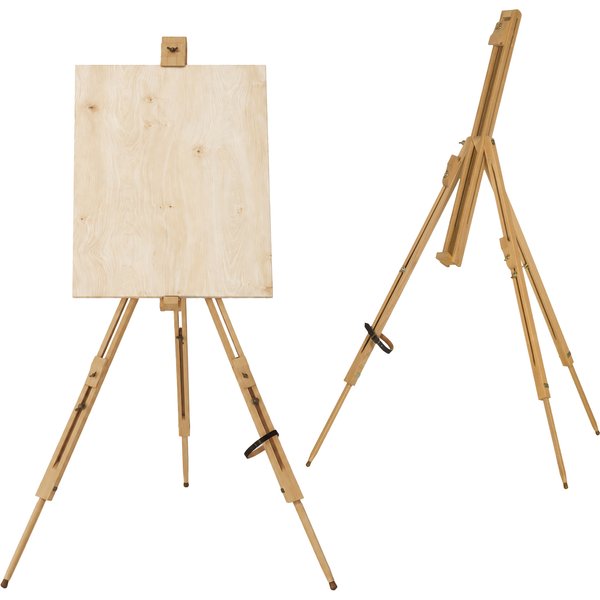 Vinsetto Chevalet D'artiste En Bois Sur Pieds Pliable Portable Supporte Des Toiles Jusqu'à 66/107 Cm Bois Naturel-image