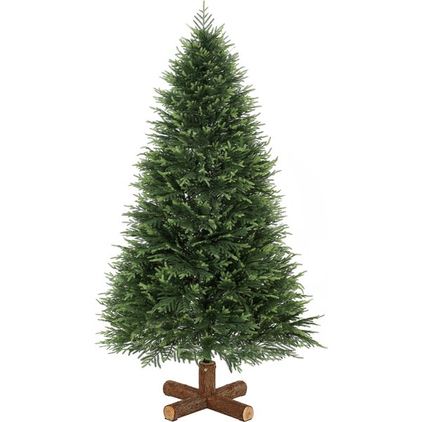 HOMCOM 6ft Artificial Christmas Tree, Hinged Xmas Tree with Realistic 751 PE & PVC Branch Tips, Fir Wood Base, Green | Aosom Ireland