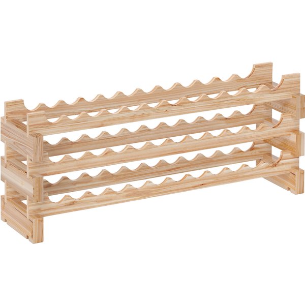 HOMCOM Three-Tier, 36 Bottle Wooden Wine Rack - Natural | Aosom Ireland