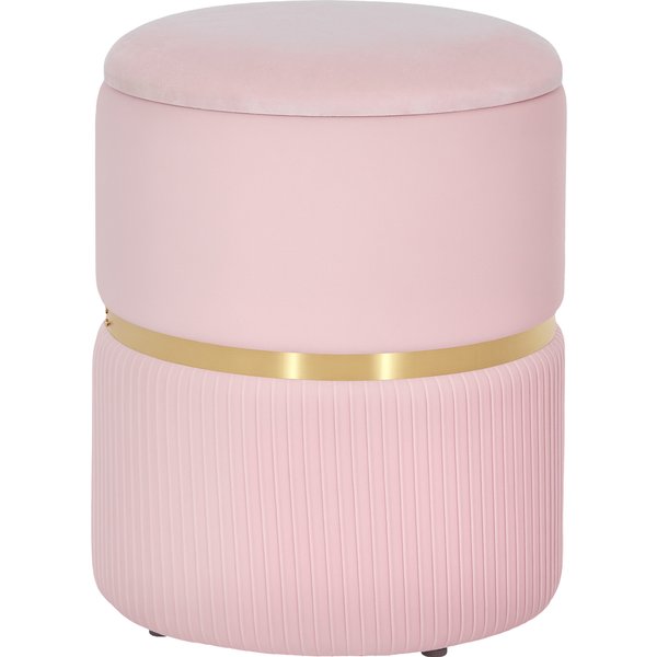 HOMCOM Velvet-Feel Storage Ottoman - Pink | Aosom Ireland