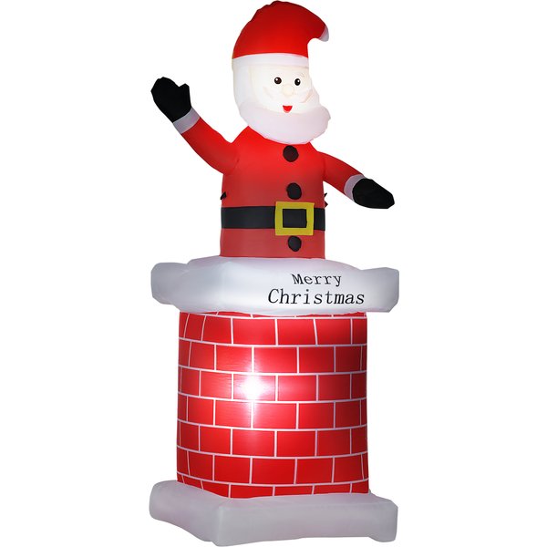 HOMCOM 7ft Christmas Inflatable Santa Claus from Chimney, Blow-Up Outdoor LED Garden Display for Lawn, Party | Aosom Ireland