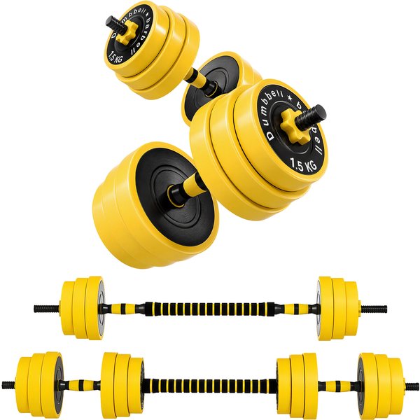 Homcom Ensemble D'haltèRes Courtes Ou Longues 20 Kg - Barre D'extension Incluse - Musculation RéGlable - EntraîNement Musculaire & HaltéRophilie-image