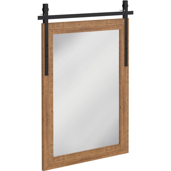 HOMCOM Wandspiegel 86,5 x 61 cm Rechteckig Dekorativer Spiegel Hängespiegel für Schlafzimmer Badezimmer Wohnzimmer Flur Hellbraun Aosom