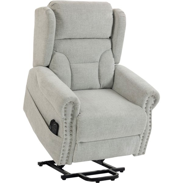 HOMCOM Riser Recliner Chair with Massage and Heat, Chenille Electric Power Lift Recliner Chair for Elderly, Light Grey | Aosom Ireland