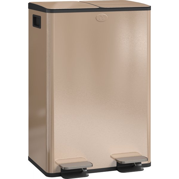 HOMCOM 56L Dual Compartment Stainless Steel Bin, with Deodoriser Holders - Gold Tone | Aosom Ireland