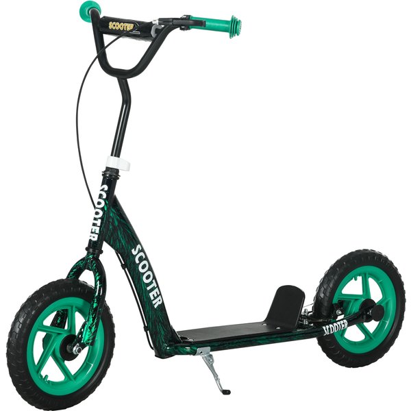 Aiyaplay Trottinette Patinette Scooter Enfant Grandes Roues De 6 à 12 Ans Hauteur RéGlable Frein ArrièRe BéQuille Vert-image