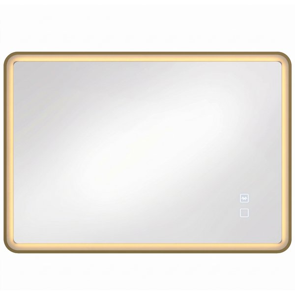 HOMCOM Bathroom Mirror with LED Lights, 100x70cm Rectangle Bathroom Mirror, Dimmable, Bluetooth, Anti-Fog, Gold Tone