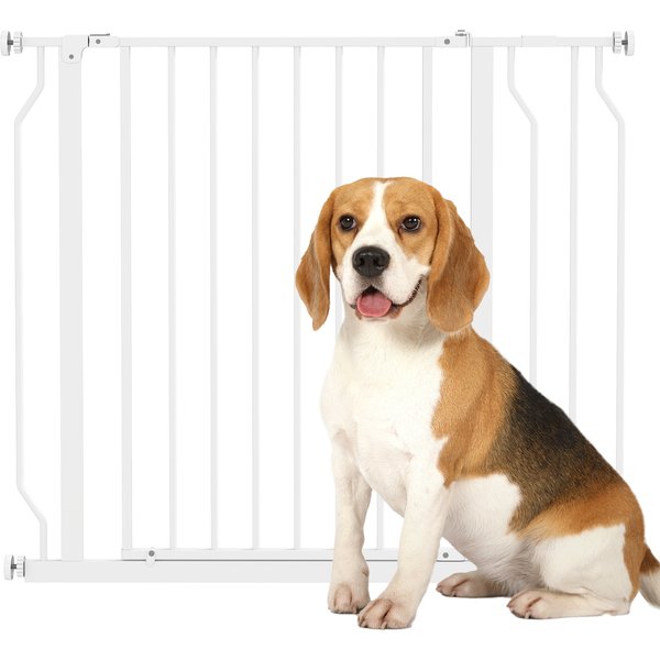 Pawhut BarrièRe De SéCurité Longueur RéGlable BarrièRe Escaliers Couloirs Portes Sans PerçAge En Acier Et Abs Dim. 95L X 76H Cm Blanc-image