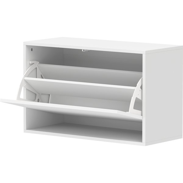 HOMCOM Schuhschrank mit 2 Klappen, Hängend Schuhkipper mit Ablage, Schmal Schuhregal für 6 Paar Schuhe, Schuhaufbewahrung für Flur Eingang, 70 x 30 x 43 cm, Weiß Aosom