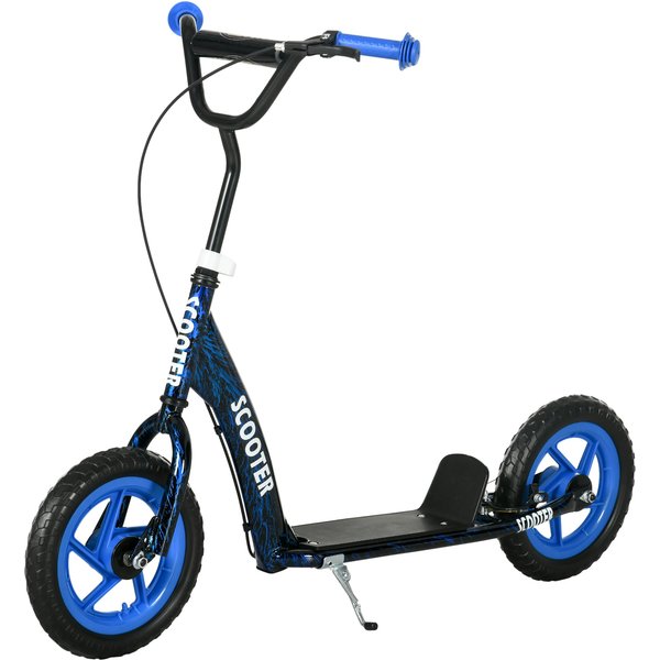 Aiyaplay Trottinette Patinette Scooter Enfant Grandes Roues De 6 à 12 Ans Hauteur RéGlable Frein ArrièRe BéQuille Bleu-image