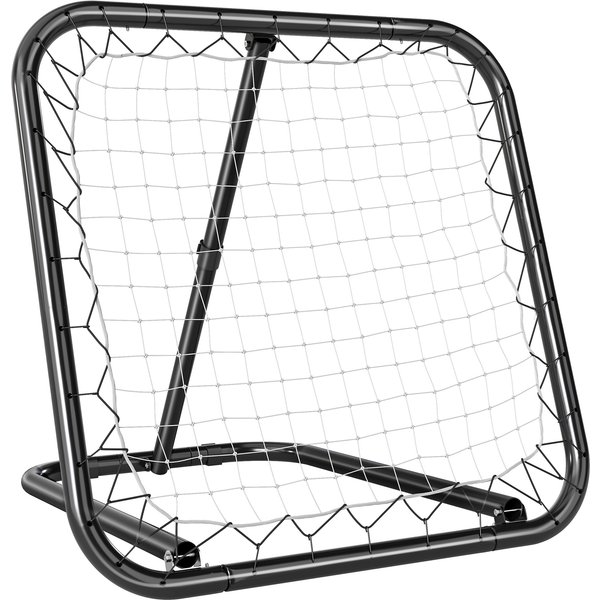 Homcom Filet De Rebond De Football Rebondisseur De Football Ajustable Pliable Portable 4 Piquets De Fixations Au Sol Filet De Pe Noir Blanc-image