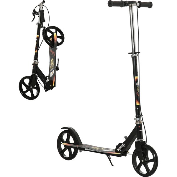 HOMCOM Foldable Kids Scooter with Adjustable Height & Brake for Boys and Girls, Ages 7-14, Black Aosom UK