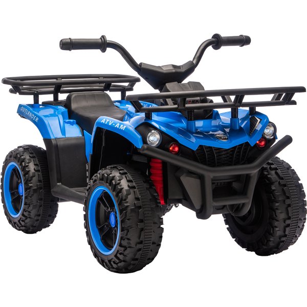 AIYAPLAY Elektrisches Kinderquad 12V ATV 2 Motoren Lithiumbatterie Sanfter Start Batterieanzeige 1-3 km/h 2 Körbe Musik MP3 LED-Scheinwerfer 3-8 Jahre Vorwärts und Rückwärts Blau Aosom