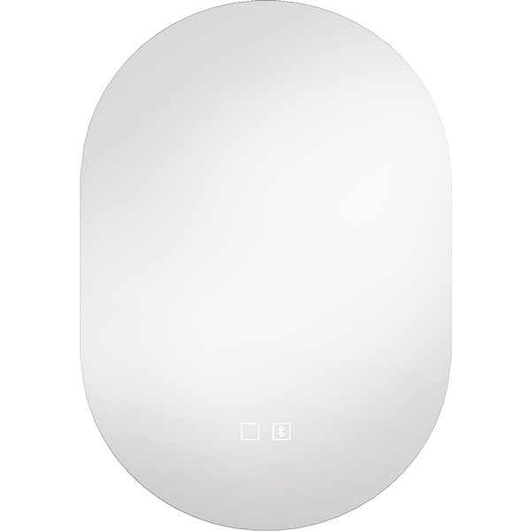 HOMCOM Badezimmerspiegel mit LED-Licht und Bluetooth-Lautsprecher, 50x70 cm, rahmenloser Wandspiegel, Antibeschlag, 3 dimmbare Farben, Speicherfunktion, Helligkeitsregulierung, Touch-Schalter, vertikal, IP44 Aosom