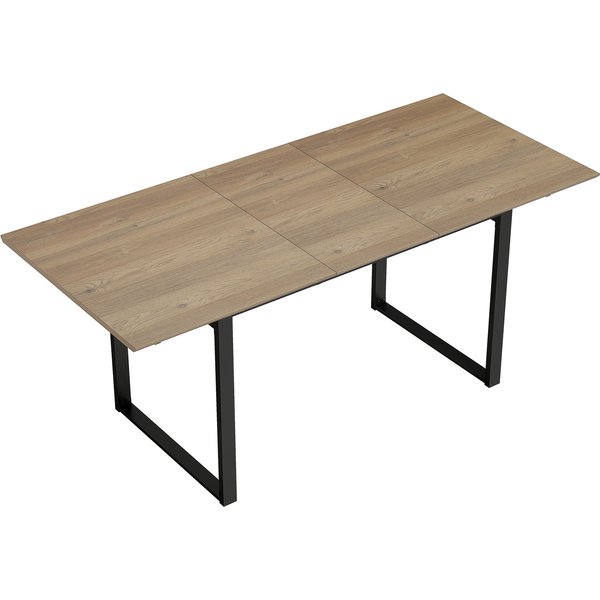 HOMCOM Esstisch ausziehbar 140/180 x 80 cm Esszimmertisch mit Tischbeine aus Stahl Rechteckiger Küchentisch für 6-8 Personen für Küche, Esszimmer, Natur Aosom