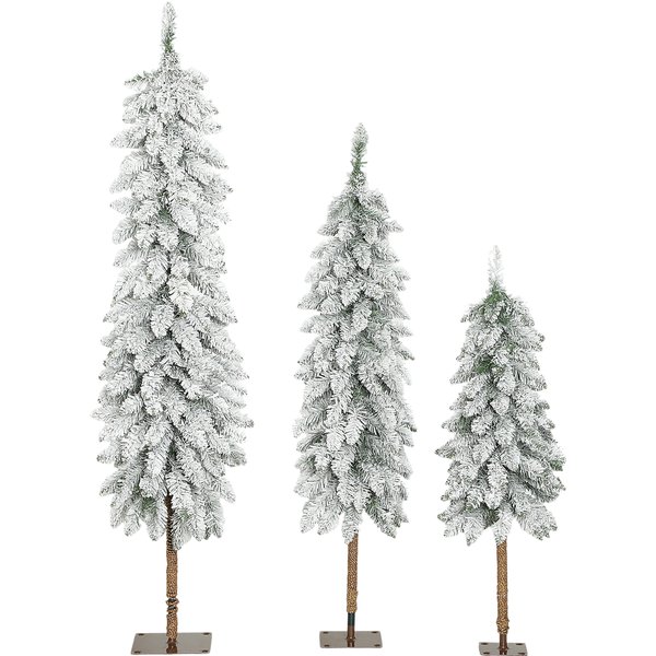 HOMCOM 3er-Set Weihnachtsbaum mit Schnee 90/120/150 cm künstliche Tannenbäume Christmasbaum mit Metallständer, flammenhemmend Grün+Weiß Aosom