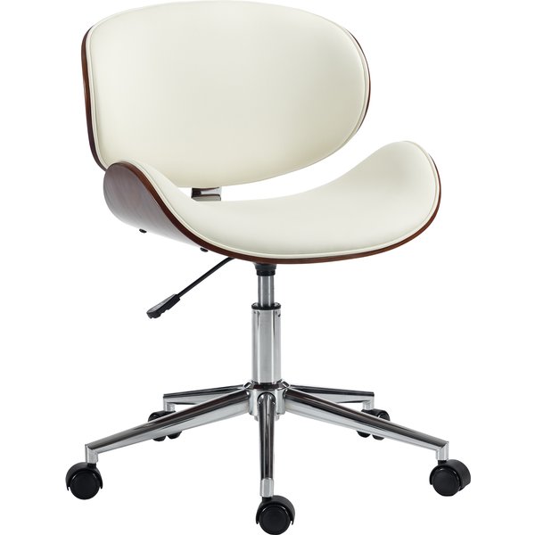 Vinsetto Vintage-Bürostuhl, höhenverstellbar, 360° drehbar, verchromtes Gestell, Pappelholz, 53L x 53P x 77-87H cm, Creme Aosom