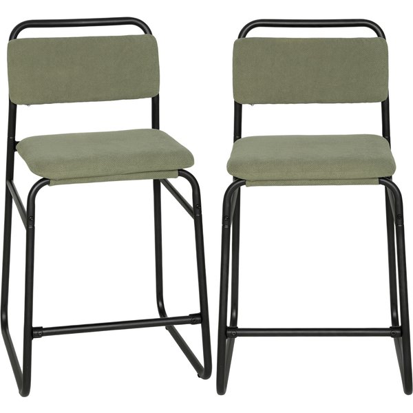 Homcom Lot De 2 Tabourets De Bar, Chaises De Bar En Velours, Assise RembourréE 67H Cm, Dossier Et Repose-Pieds, Vert-image