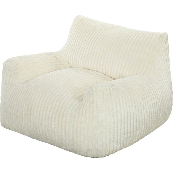 HOMCOM Bodensessel mit Rückenlehne und Armlehnen, bodenloses Cord-Sofa mit dicker Polsterung und rutschfester Basis, ohne Montage, Lesesessel für Wohnzimmer, Schlafzimmer, Cremeweiß Aosom