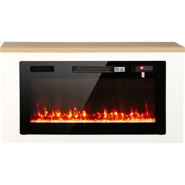 HOMCOM Elektrokamin mit Heizung, 1800 W, 3D LED-Flammeneffekt, Elektrischer Kamin, Dekokamin mit 12 Flammenfarben, Thermostat, Timer, Kristall-Glutbett, Fernbedienung, für Fernseher bis 55 Zoll Aosom