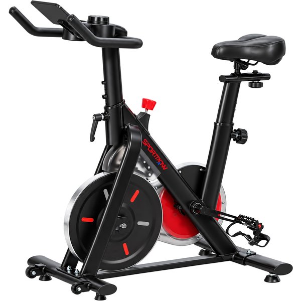SPORTNOW Heimtrainer Fahrrad Höhenverstellbar Hometrainer mit Magnetwiderstand APP verstellbarem Sitz Kettenabdeckung LCD-Monitor Handyhalter, Leise Stabil Ergometer Fitnessbike Indoor Cycling Bike Aosom