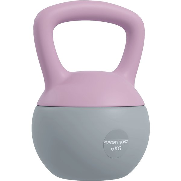 SPORTNOW Soft Kettlebell, 6kg Kettle Bell with Non-Slip Handle for Home Gym Weight Lifting and Strength Training, Purple and Grey
