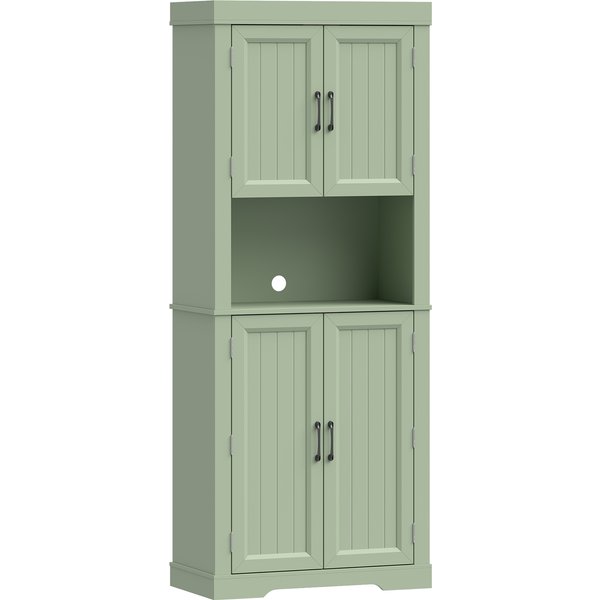 HOMCOM 183 cm Tall Kitchen Cupboard, Kitchen Cabinet with Open Countertop, Door Racks and Adjustable Shelves, Sage Green
