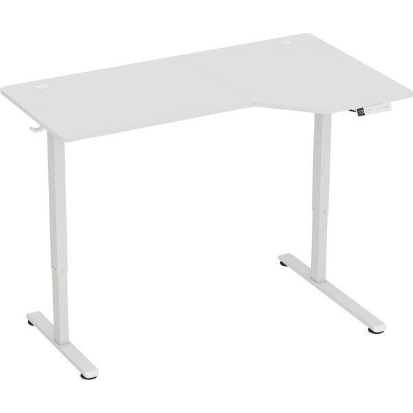 HOMCOM Höhenverstellbarer Schreibtisch Elektrisch 140 x 80 cm, L-förmiger Bürotisch mit Memory-Funktion mit 3 Höhen, Leise Eckschreibtisch mit Kabeldurchführungen & Haken, Weiß Aosom