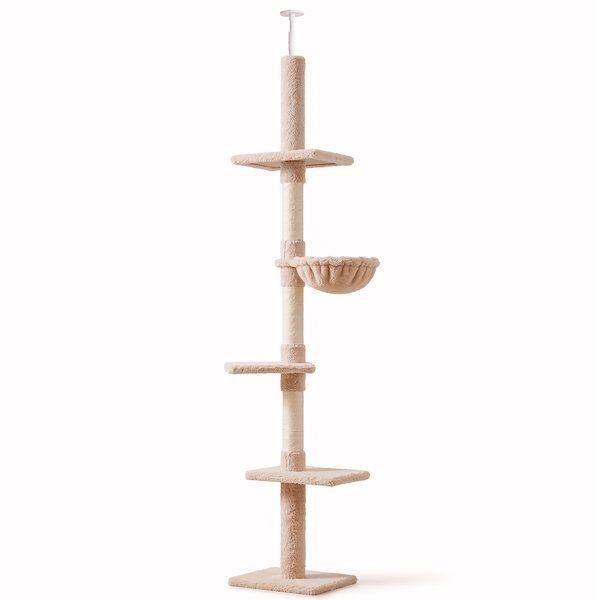 PawHut Kratzbaum Deckenhoch, H230-260 cm, höhenverstellbar Kletterbaum für Katzen, stabil, Beige Aosom